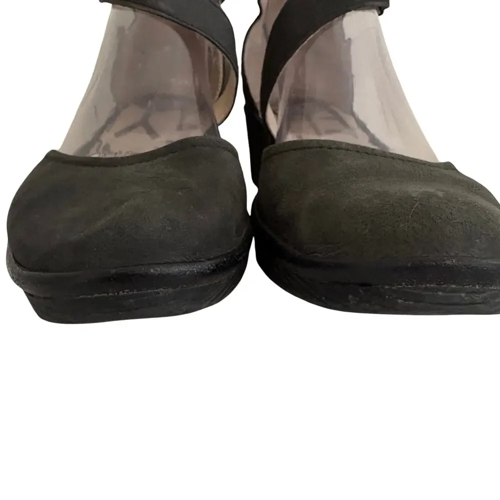 Fly London Piat Nubuck Leather Mary Jane Wedge Shoes w/ Ankle Strap Retro 39